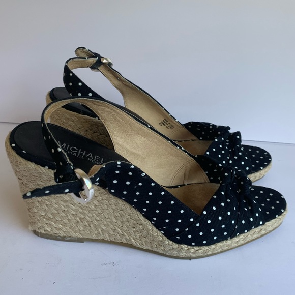 Michael Kors 🛩 black white polka dot wedge 8.5M - Picture 7 of 15
